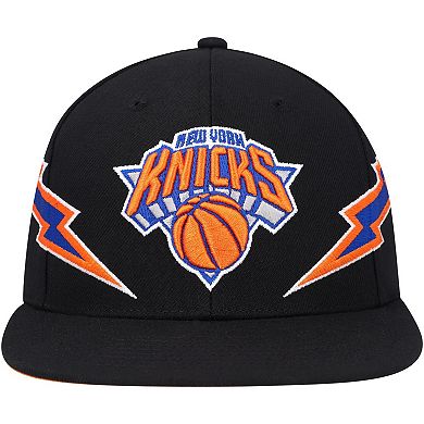 Men's Mitchell & Ness Black New York Knicks Hardwood Classics Soul Double Trouble Lightning Snapback Hat