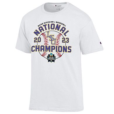 Unisex Champion  White LSU Tigers 2023 NCAA Men's Baseball College World Series Champions Locker Room T-Shirt