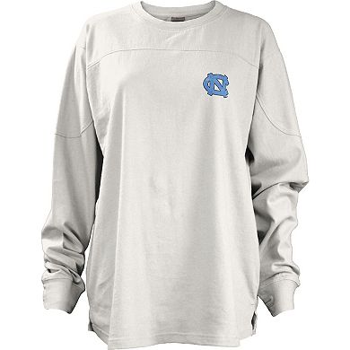 Women's Pressbox White North Carolina Tar Heels Pennant Stack Oversized Long Sleeve T-Shirt