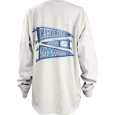 Women's Pressbox White North Carolina Tar Heels Pennant Stack Oversized Long Sleeve T-Shirt