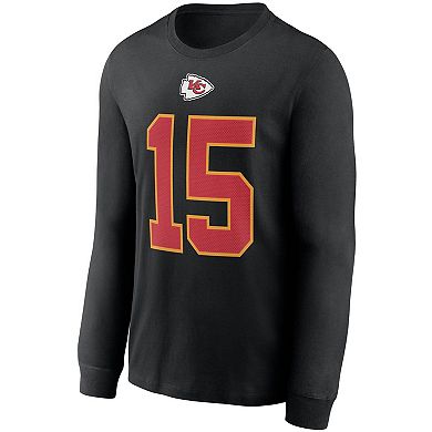 Men's Nike Patrick Mahomes Black Kansas City Chiefs Player Name & Number Long Sleeve T-Shirt