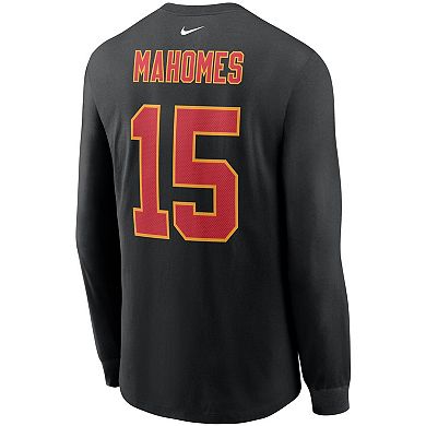 Men's Nike Patrick Mahomes Black Kansas City Chiefs Player Name & Number Long Sleeve T-Shirt