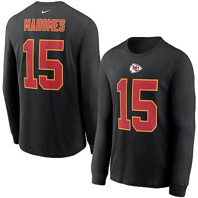 Men's Nike Patrick Mahomes Black Kansas City Chiefs Player Name & Number Long Sleeve T-Shirt