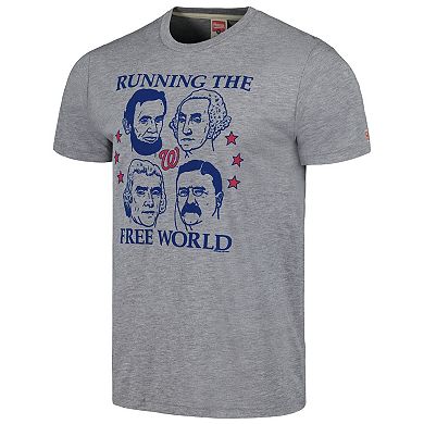 Men's Homage Gray Washington Nationals Running The Free World Tri-Blend T-Shirt