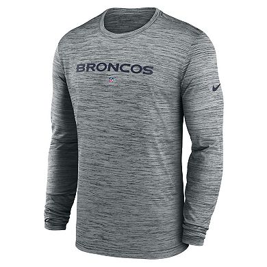 Men's Nike  Gray Denver Broncos Sideline Team Velocity Performance Long Sleeve T-Shirt