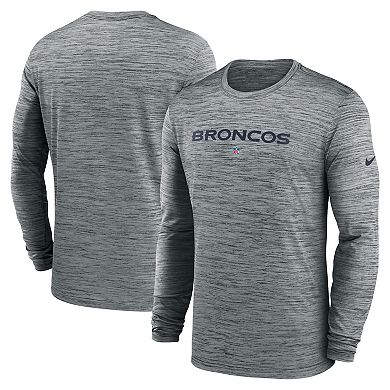 Men's Nike  Gray Denver Broncos Sideline Team Velocity Performance Long Sleeve T-Shirt