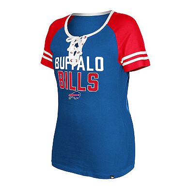 Women's New Era  Royal Buffalo Bills Raglan Lace-Up T-Shirt