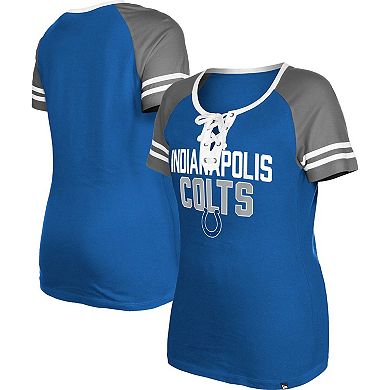 Women's New Era  Royal Indianapolis Colts Raglan Lace-Up T-Shirt