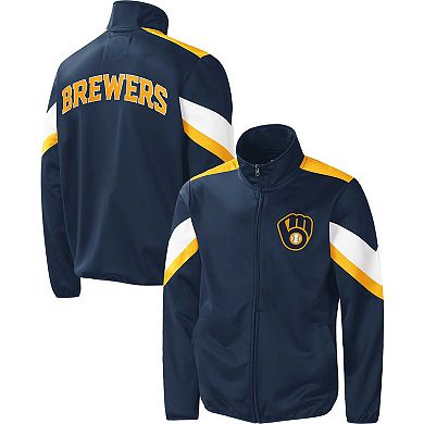 Men's G-III Sports by Carl Banks Navy Milwaukee Brewers Earned Run Full-Zip Jacket