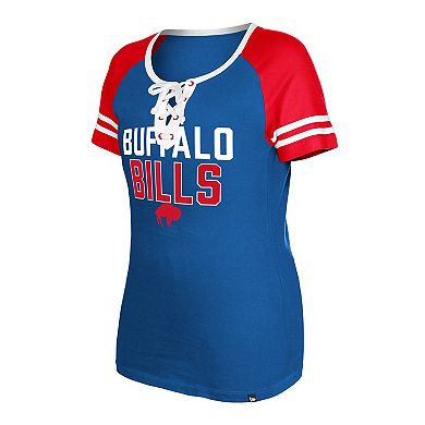 Women's New Era  Royal Buffalo Bills Throwback Raglan Lace-Up T-Shirt