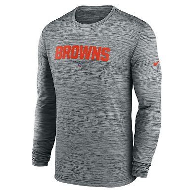 Men's Nike  Heather Gray Cleveland Browns Sideline Team Velocity Performance Long Sleeve T-Shirt