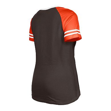 Women's New Era  Brown Cleveland Browns Raglan Lace-Up T-Shirt