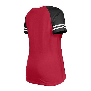 Women's New Era  Cardinal Arizona Cardinals Raglan Lace-Up T-Shirt