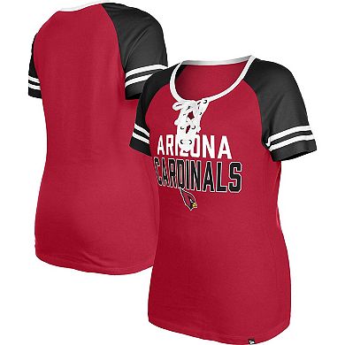 Women's New Era  Cardinal Arizona Cardinals Raglan Lace-Up T-Shirt