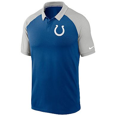 Men's Nike Royal Indianapolis Colts Raglan Tri-Blend Performance Polo