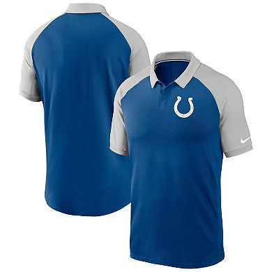 Men's Nike Royal Indianapolis Colts Raglan Tri-Blend Performance Polo