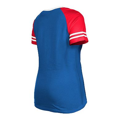 Women's New Era  Royal New England Patriots Throwback Raglan Lace-Up T-Shirt