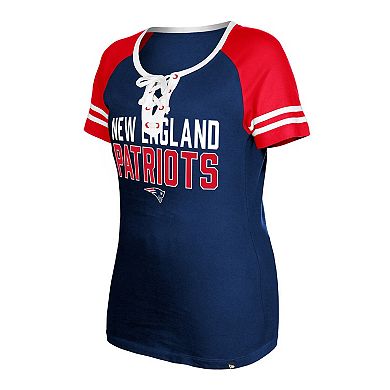 Women's New Era  Navy New England Patriots Raglan Lace-Up T-Shirt