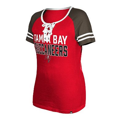 Women's New Era  Red Tampa Bay Buccaneers Raglan Lace-Up T-Shirt