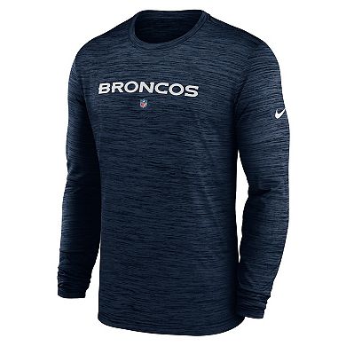 Men's Nike  Navy Denver Broncos Sideline Team Velocity Performance Long Sleeve T-Shirt