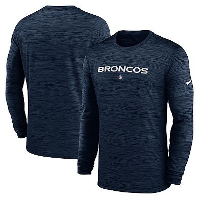 Men's Nike  Navy Denver Broncos Sideline Team Velocity Performance Long Sleeve T-Shirt