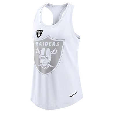 Women's Nike White Las Vegas Raiders Tri-Blend Scoop Neck Racerback Tank Top