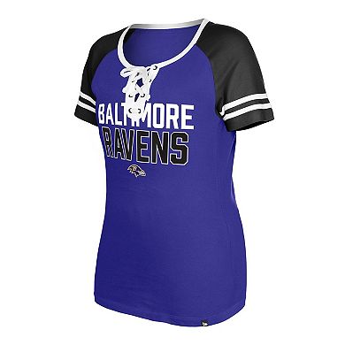 Women's New Era  Purple Baltimore Ravens Raglan Lace-Up T-Shirt