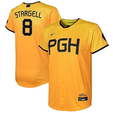 Youth Nike Willie Stargell Gold Pittsburgh Pirates 2023 City Connect Replica Player Jersey