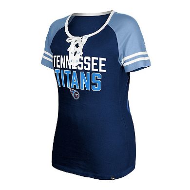 Women's New Era  Navy Tennessee Titans Raglan Lace-Up T-Shirt