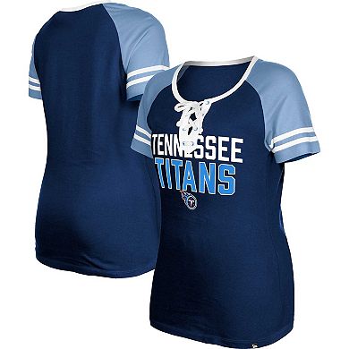 Women's New Era  Navy Tennessee Titans Raglan Lace-Up T-Shirt