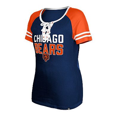 Women's New Era  Navy Chicago Bears Raglan Lace-Up T-Shirt