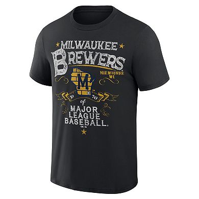 Men's Darius Rucker Collection by Fanatics  Black Milwaukee Brewers Beach Splatter T-Shirt