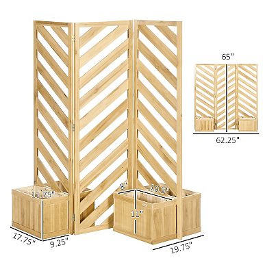 Outsunny Decorative Outdoor Privacy Screen, Freestanding Divider/Separator, Natural Wood