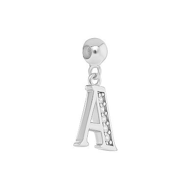 PRIMROSE 18k Gold Plated Pave Cubic Zirconia Initial Sliding Charm