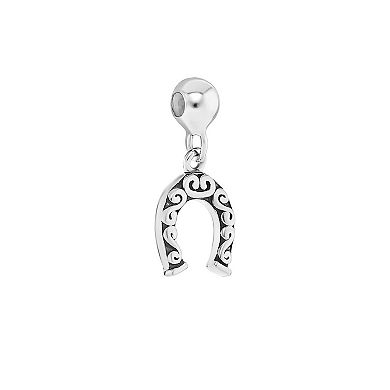 PRIMROSE Sterling Silver Polished Oxidized Horseshoe Sliding Charm