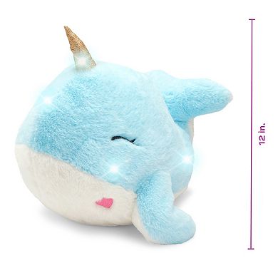 Merchsource Cozy Friends™ 12" Glow Brights Narwhal Plush with LED Lights and Sound Effects