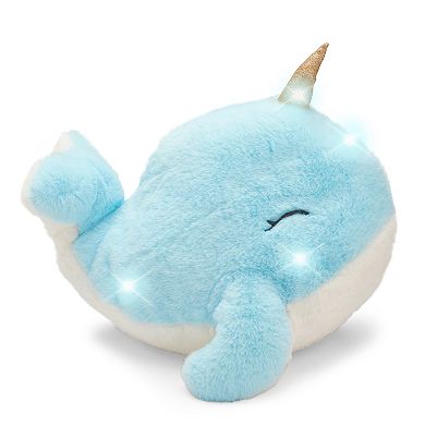 Merchsource Cozy Friends™ 12" Glow Brights Narwhal Plush with LED Lights and Sound Effects