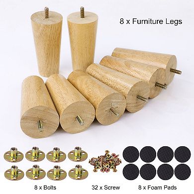 Wood Furniture Legs 8Pcs, Wood Color Replacement Feet for Sofa Couch