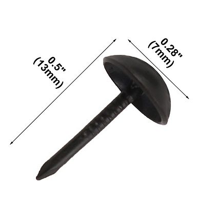 Table Metal Round Head Thumb Tack Nail Pushpin Black 0.28" x 0.5" 200pcs