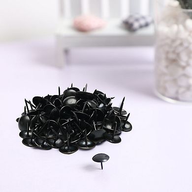 Home Metal Round Hat Thumb Tack Nail Push Pin Black 0.4" x 0.5" 100pcs