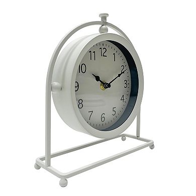 White Metal Clock Table Decor