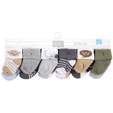 Infant Boy Cotton Rich Newborn and Terry Socks, Boy Safari, 0-3 Months