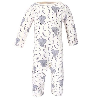 Touched by Nature Baby Girl Organic Cotton Coveralls 2pk, Girl Elephant