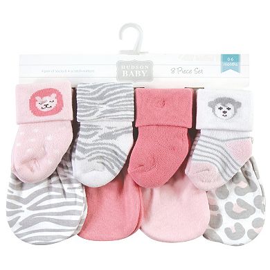 Infant Girl Socks and Mittens Set, Safari Girl