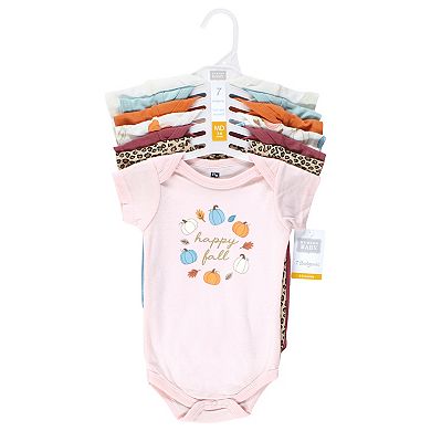 Hudson Baby Infant Girl Cotton Bodysuits, Happy Fall