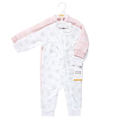 Hudson Baby Toddler Girls Plush Jumpsuits, Snowflakes
