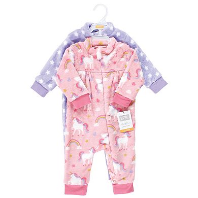 Hudson Baby Toddler Girls Plush Jumpsuits, Celestial Unicorn