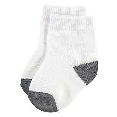 Hudson Baby Infant Unisex Cotton Rich Newborn and Terry Socks, Gray White Star