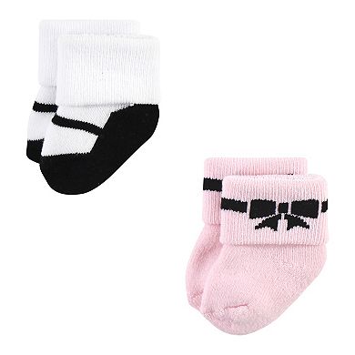 Hudson Baby Infant Girl Cotton Rich Newborn and Terry Socks, Bows 12-Pack