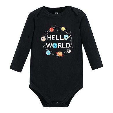 Hudson Baby Unisex Baby Cotton Long-Sleeve Bodysuits, Happy Planets 3-Pack